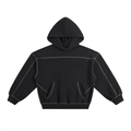 Contrast-Stitched Boxy Fleece Hoodie