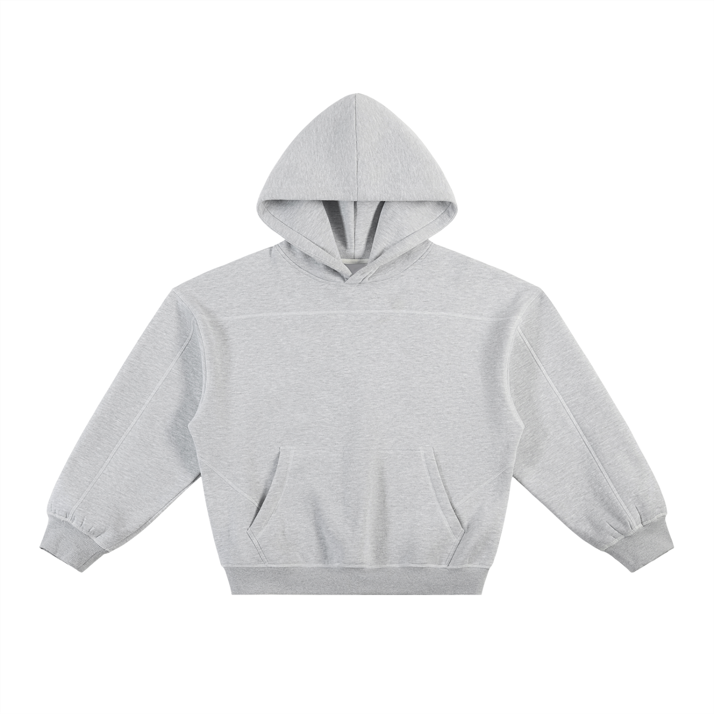 Contrast-Stitched Boxy Fleece Hoodie