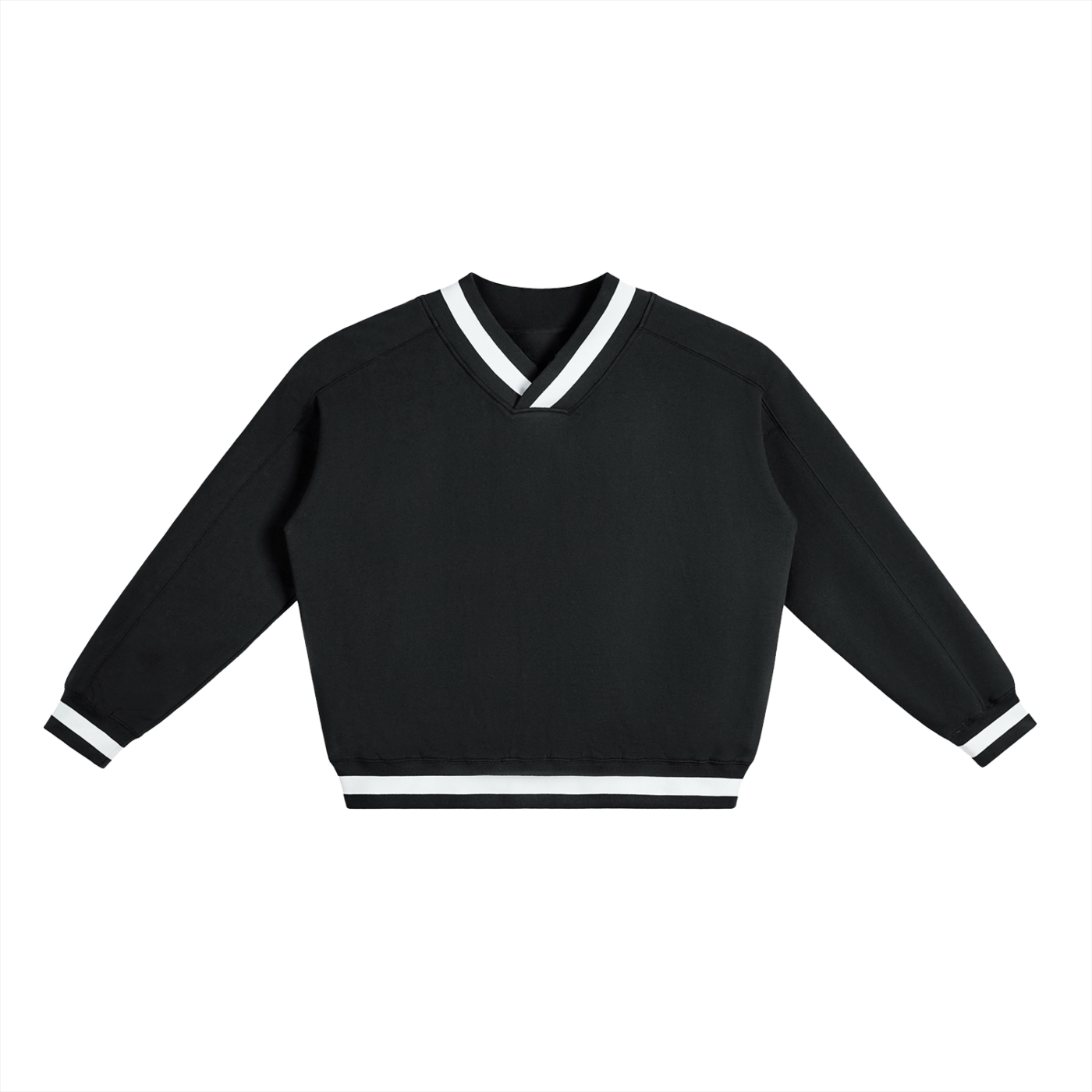 V-Neck Contrast Collar Boxy Sweatshirt