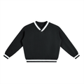V-Neck Contrast Collar Boxy Sweatshirt